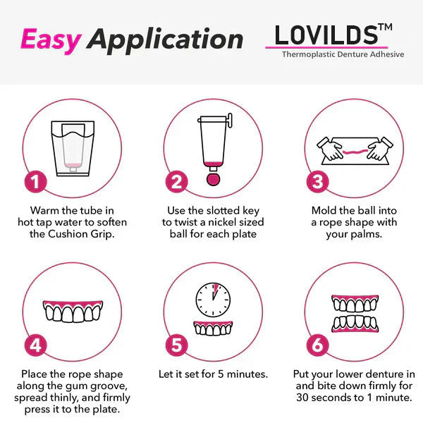 BUY 1 GET 1 FREE LOVIDS Thermoplastic Denture Adhesive + Free Gift Denture Storage Case + Dentures Book