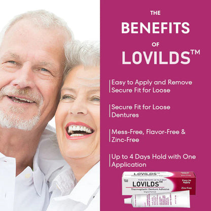 BUY 1 GET 1 FREE LOVIDS Thermoplastic Denture Adhesive + Free Gift Denture Storage Case + Dentures Book