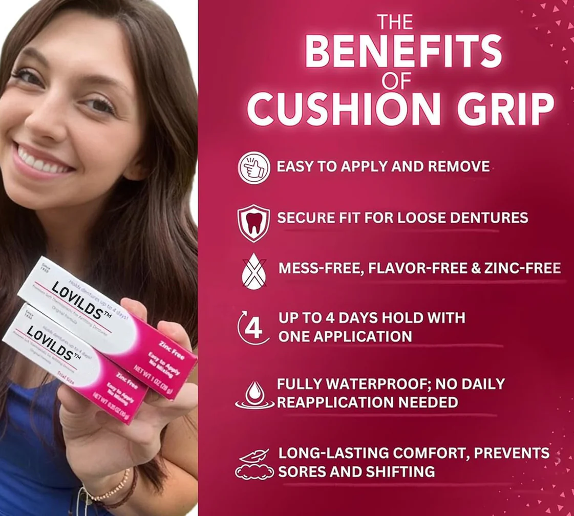 BUY 1 GET 1 FREE LOVIDS Thermoplastic Denture Adhesive + Free Gift Denture Storage Case + Dentures Book