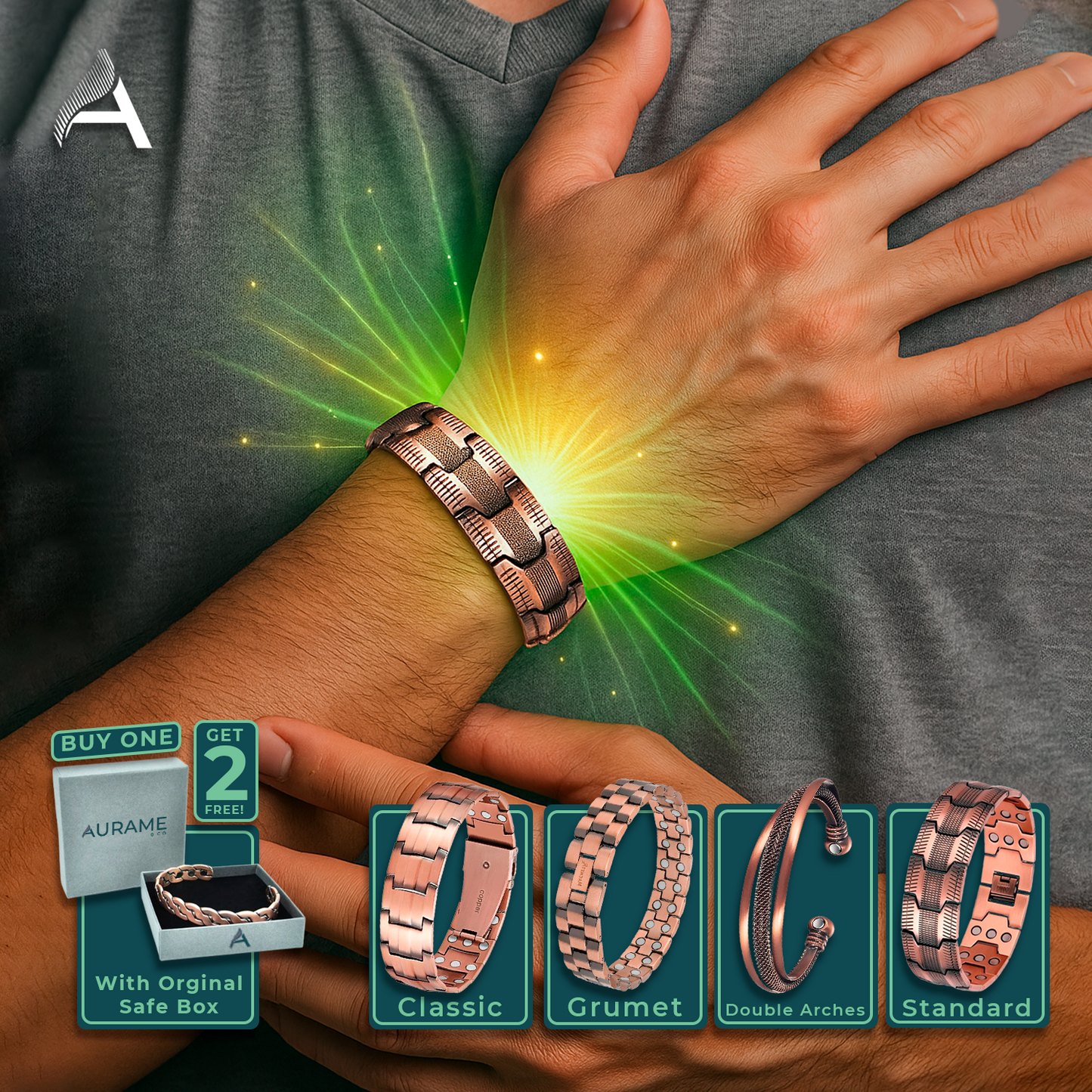Gift! GET 2 FREE! Magnetic Copper Bracelet Adjustable Size + Free Shipping